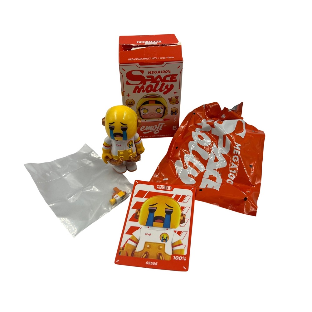 POP MART MEGA Space Molly 100% x emoji 55555 Crying Figure Complete Set Box Card
